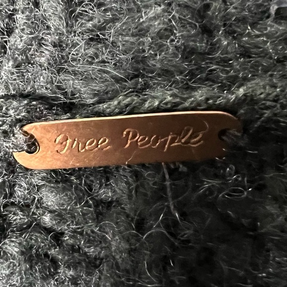 FREE PEOPLE Chunky Wool Cardigan Balloon Sleeve Forest Green Sweater Bohemian - Picture 10 of 13